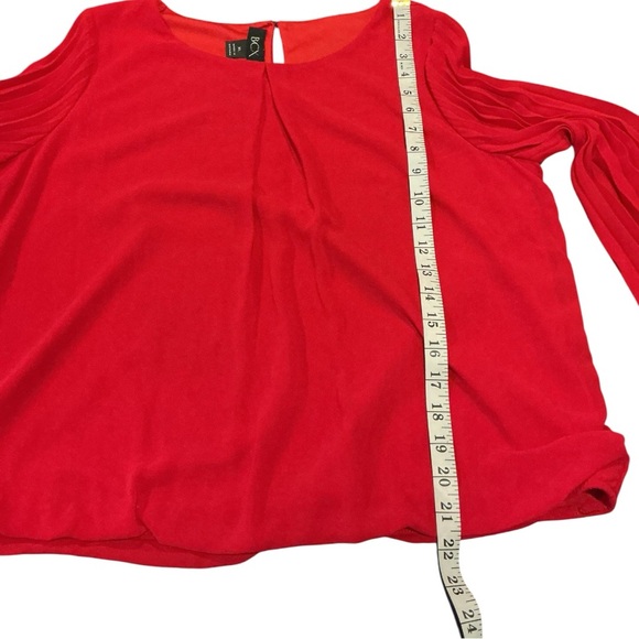 BCX Red Pleated Sleeve Blouse XL Chiffon Dressy Top - Picture 5 of 9